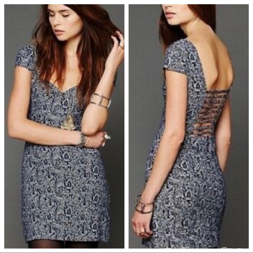 FREE PEOPLE 🕊 Brocade Strappy Back Bodycon Dress